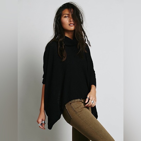 free people beach world traveler turtleneck pull over sweater dolman 3/4 sleeve - Picture 2 of 16